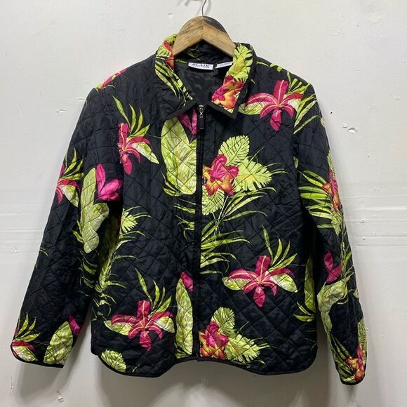 Vintage Blair Quilted Silk Floral Jacket Medium - Picture 1 of 5